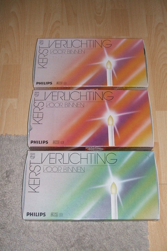 3 sets werkende vintage Philips kerstlampjes 15 per set, Diversen, Kerst, Ophalen of Verzenden, Gebruikt
