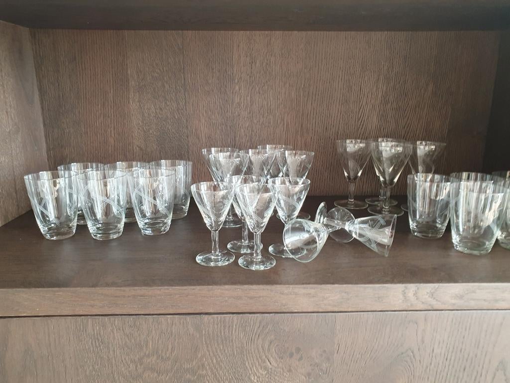 27-delig onbeschadigd glasservies uit de jaren '50, Antiek en Kunst, Ophalen of Verzenden