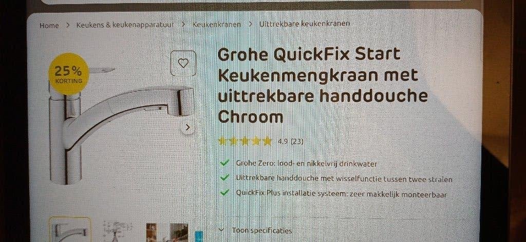 Grohe keukenkraan, Ophalen, Gebruikt, Chroom, Kraan