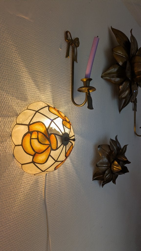 Vintage plafondlamp Tiffany stijl, Gebruikt, Vintage, E14 (klein), Dimbaar