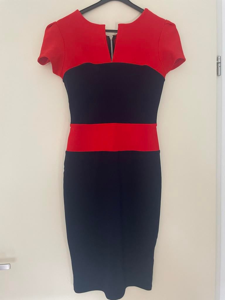 Diva Catwalk Jurk Rood/Navy Maat M, Maat 38/40 (M), Ophalen of Verzenden, Zo goed als nieuw, Knielengte