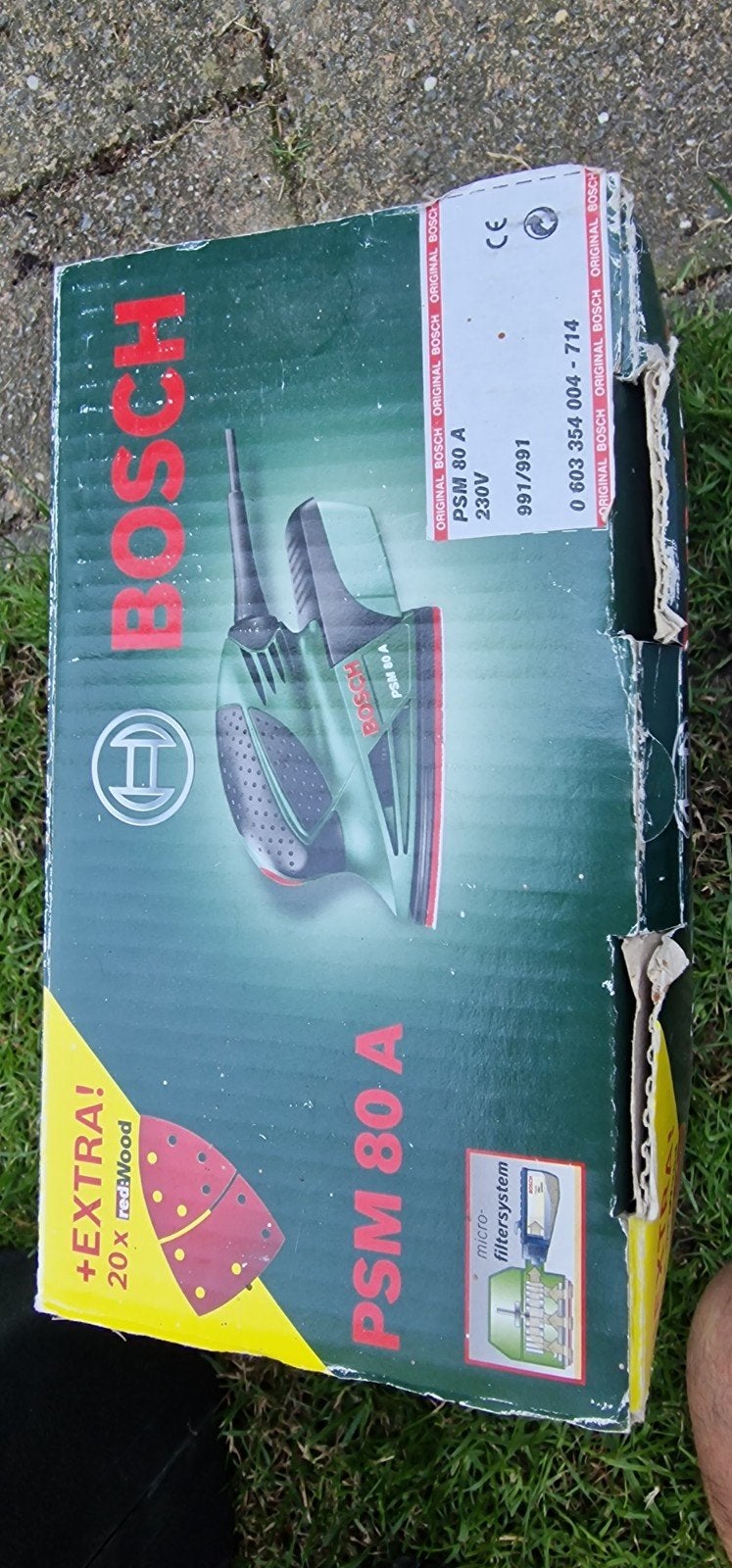 Bosch PSM 80 A vlakschuurmachine met accessoires, Ophalen of Verzenden, Gebruikt, Minder dan 600 watt, Vlakschuurmachine