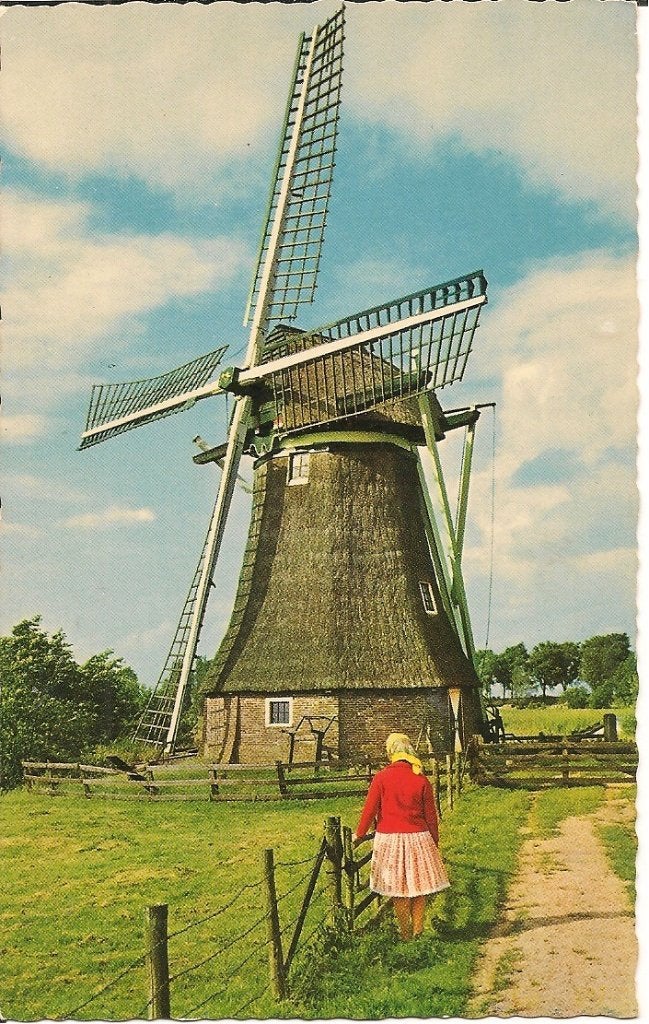 Wolvega, Molen aan de Linde - Oude Ansichtkaart, Verzamelen, Ansichtkaarten | Nederland, Ophalen of Verzenden, 1960 tot 1980, Gelopen
