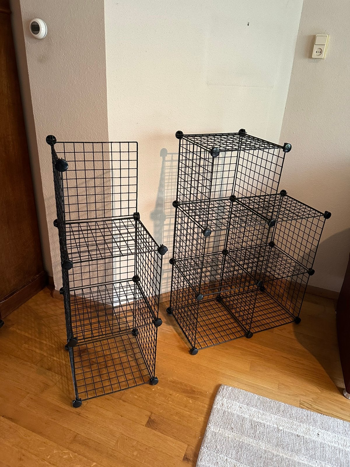 Vintage modulair draadrek / kubus kast – zwart metaal, Ophalen, Gebruikt