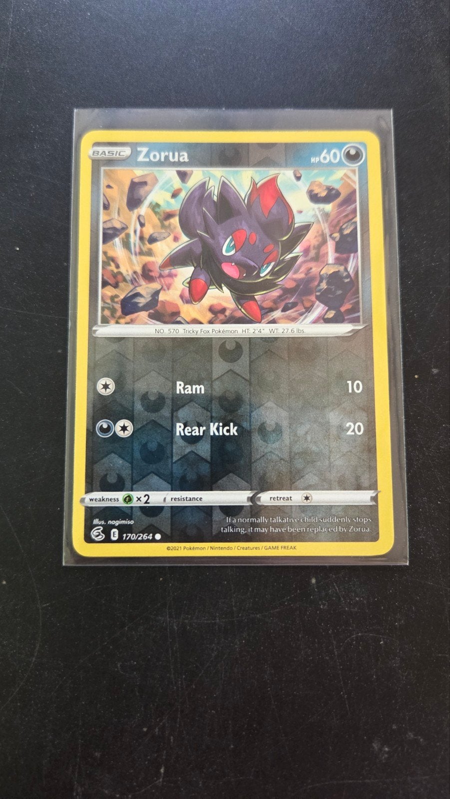 Zorua 170/264 Reverse Holo Fusion Strike Pokémon Kaart, Verzenden, Zo goed als nieuw, Losse kaart, Foil