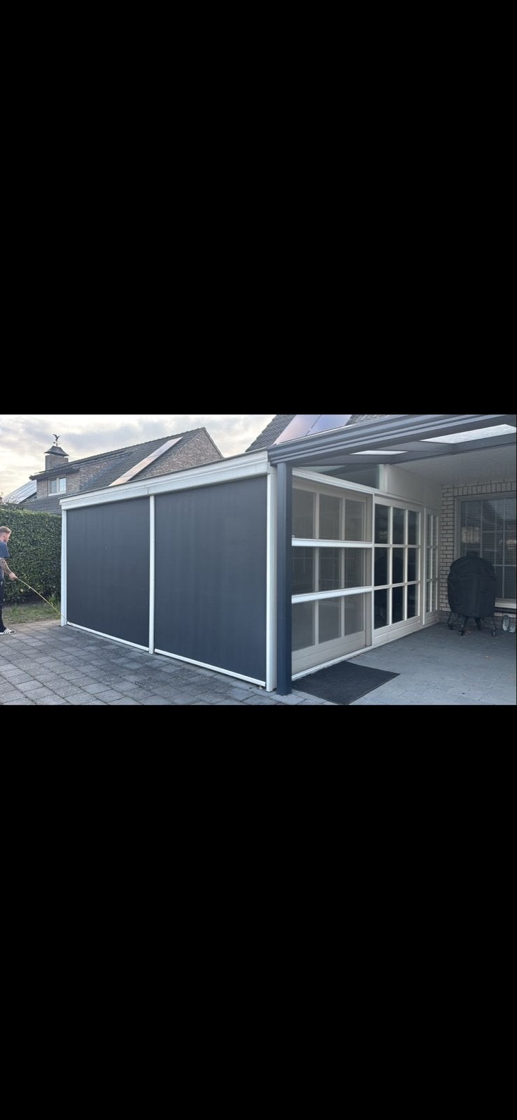 Zonwering/Screen voor terrasoverkapping - Zo goed als nieuw, Tuin en Terras, Zonneschermen, Elektrisch, Ophalen of Verzenden, Zo goed als nieuw