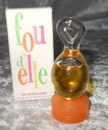 Volle parfum mini Ted Lapidus fou d,elle + doosje, Ophalen of Verzenden, Zo goed als nieuw, Miniatuur, Gevuld