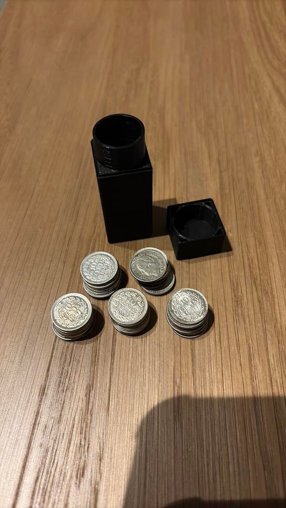 50x zilveren Wilhelmina dubbeltje in tube (nr.2), Ophalen of Verzenden, Zilver