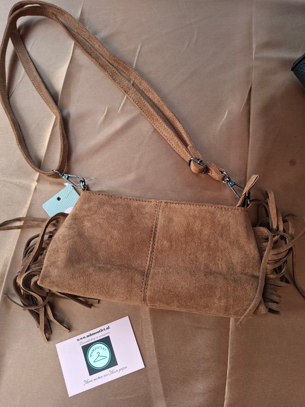 bruin vegan suede leren schoudertasje boho slierten sale, Bruin, Schoudertasje, Nieuw, Ophalen of Verzenden