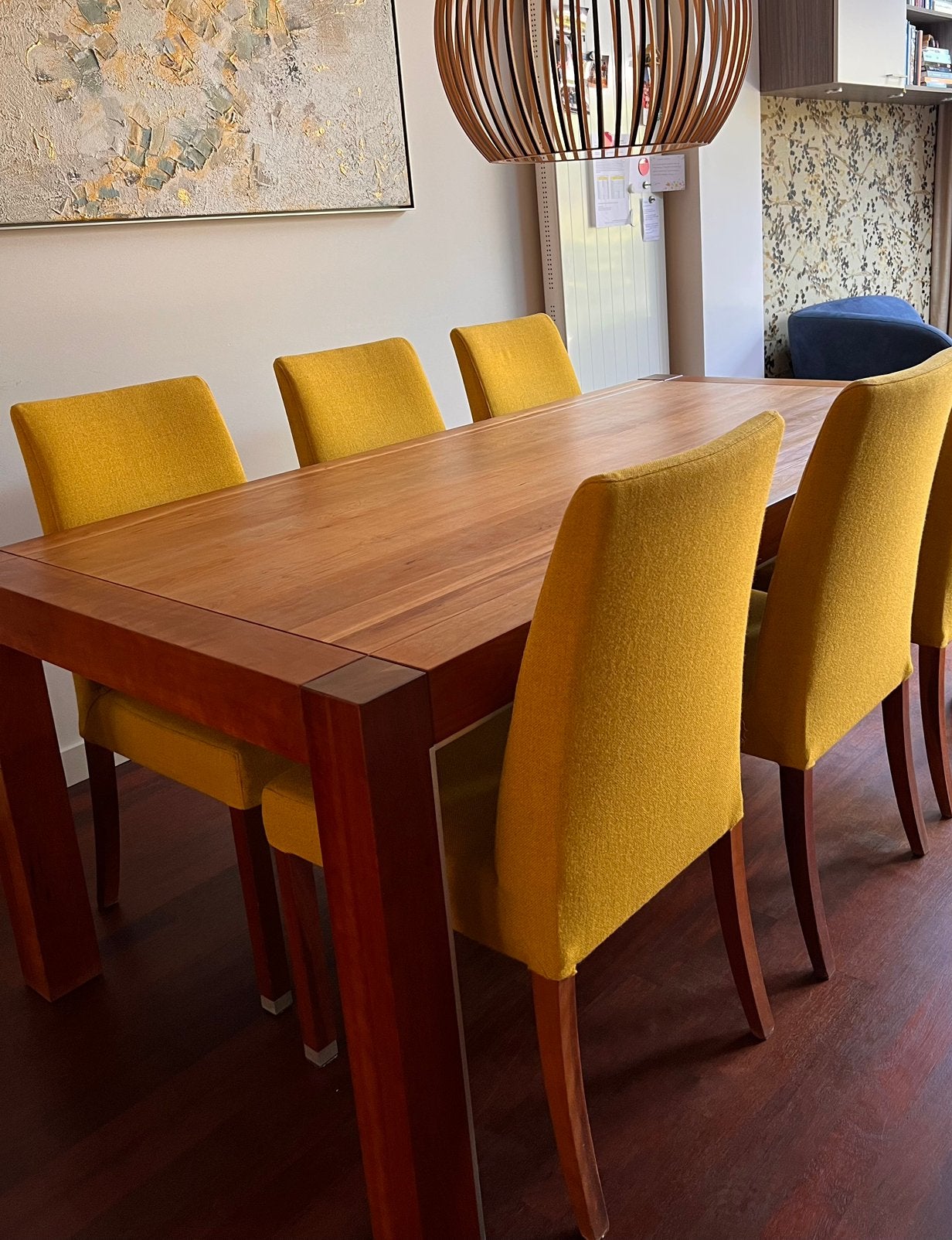 Eettafel + 6 stoelen, Huis en Inrichting, Tafels | Eettafels, Ophalen, Gebruikt, 200 cm of meer, 50 tot 100 cm