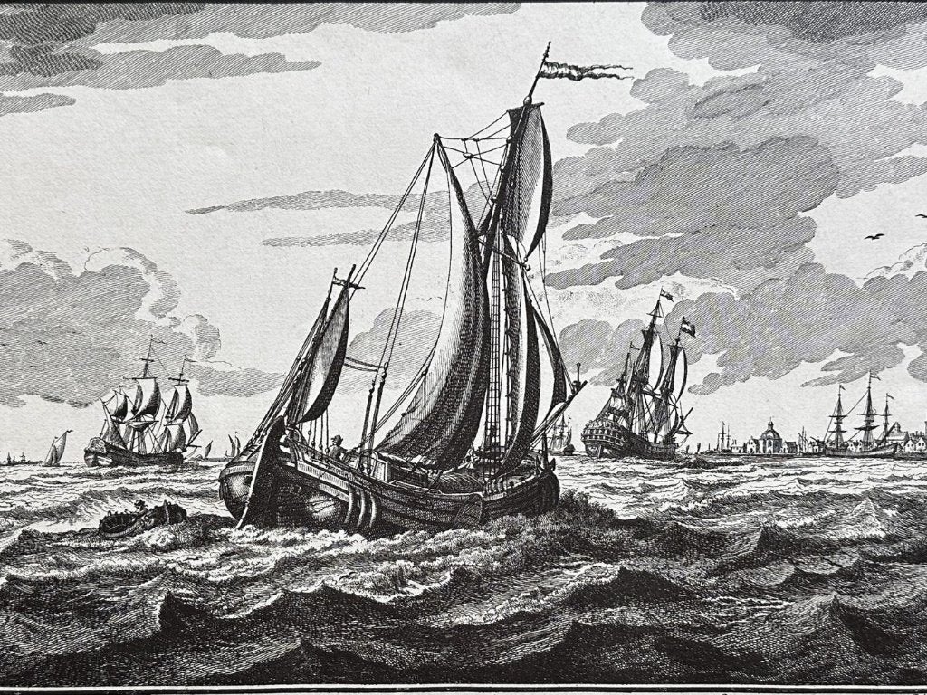 Vintage scheepsprent - Smak bij Enkhuizen, Antiek en Kunst, 40 cm, 1950 - 1999, 50 cm, Blanco verso