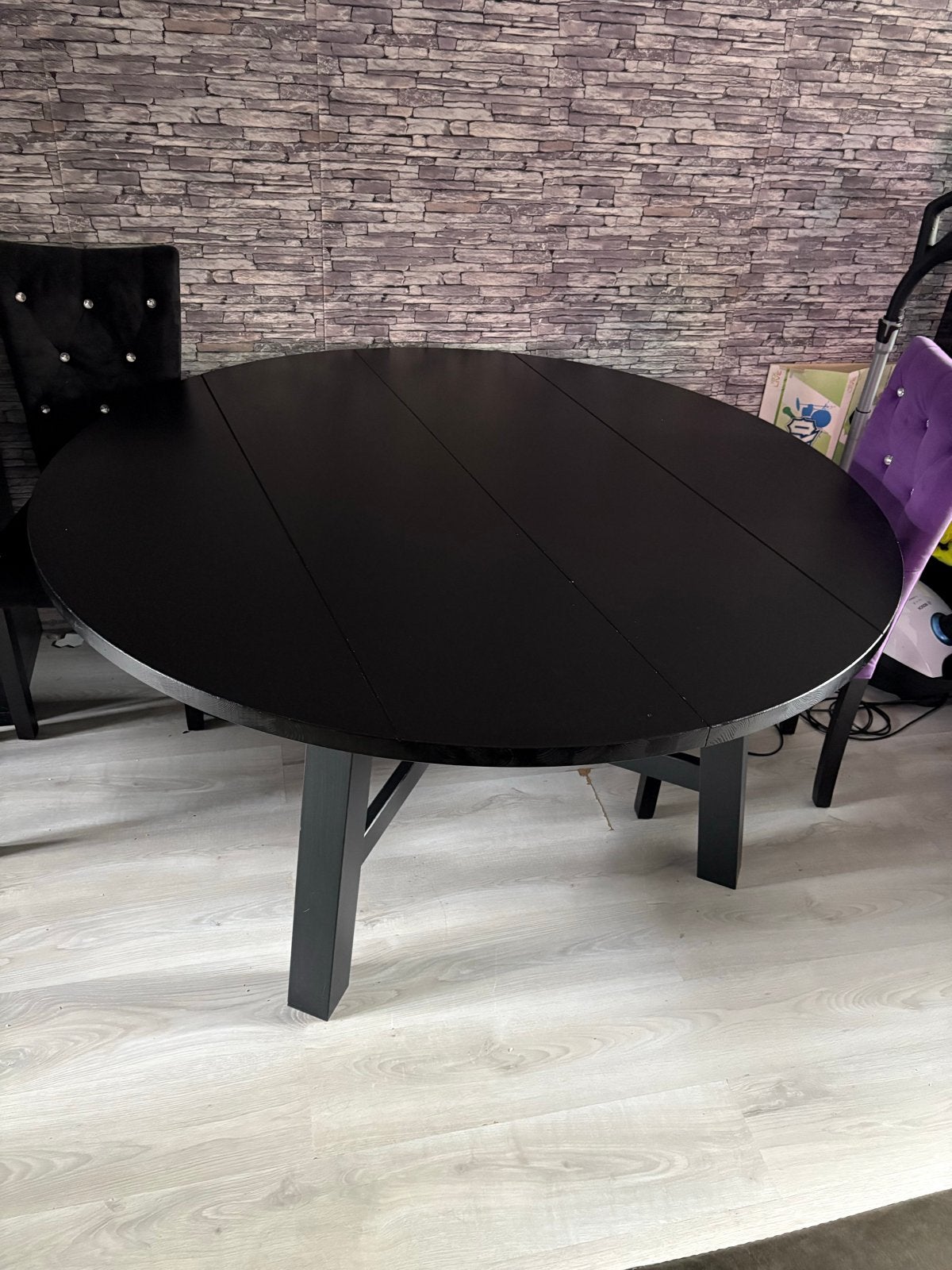 Eettafel Woood Benson 75x120 cm Matzwart Grenenhout, Ophalen, Gebruikt, 100 tot 150 cm, Rond