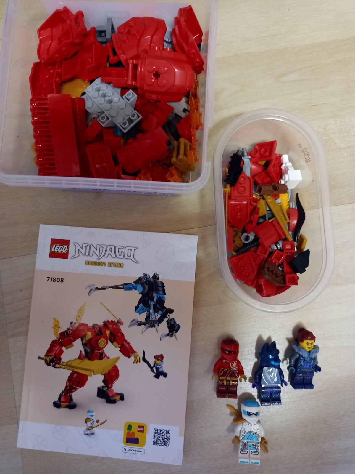 LEGO Ninjago 71808: Kai's Elementaire Vuurmecha (compleet), Ophalen of Verzenden, Zo goed als nieuw, Overige merken
