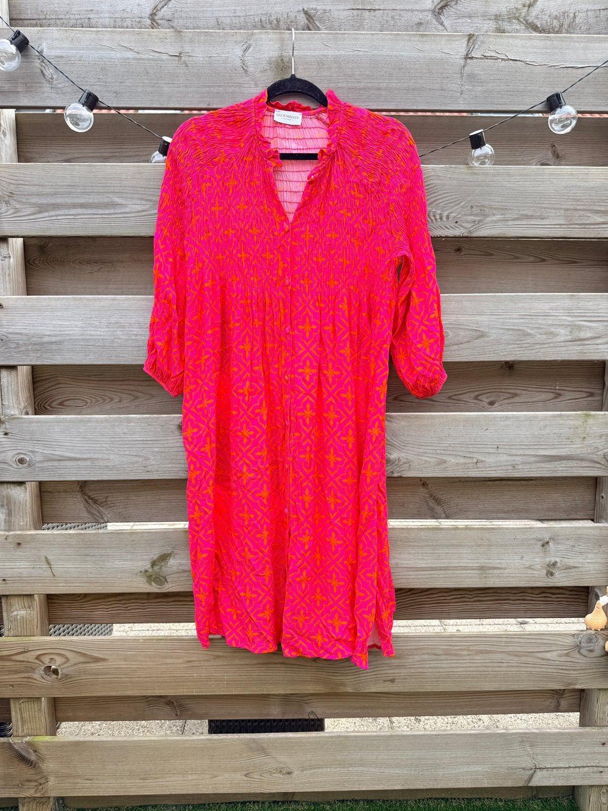 Les Jumelles | Blousejurk roze oranje | One size, Ophalen of Verzenden, Zo goed als nieuw, Roze, Knielengte