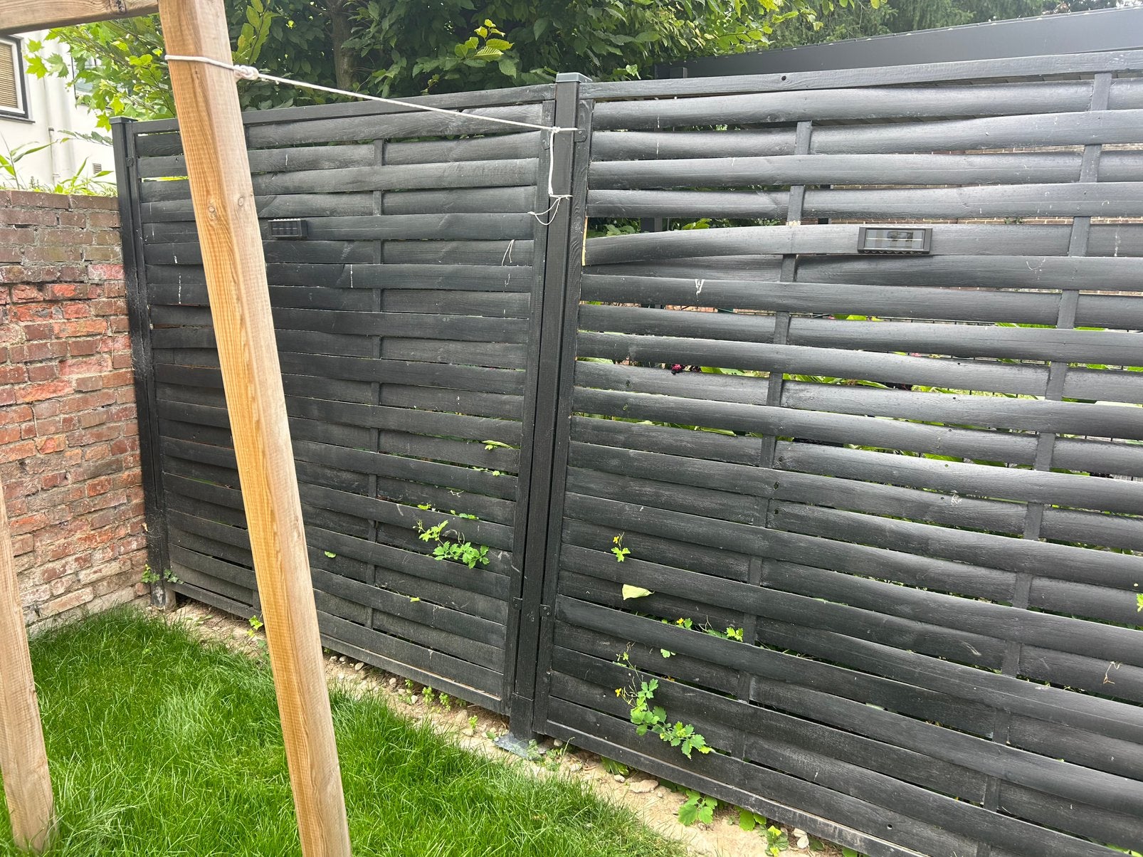 Gratis zwarte hout schutting 180x180cm, Ophalen, Minder dan 3 meter, Hout, 1 tot 2 meter