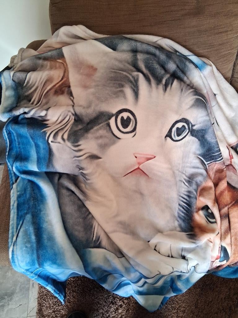 Lekker zacht plaid met katten print 180x200cm, Ophalen of Verzenden