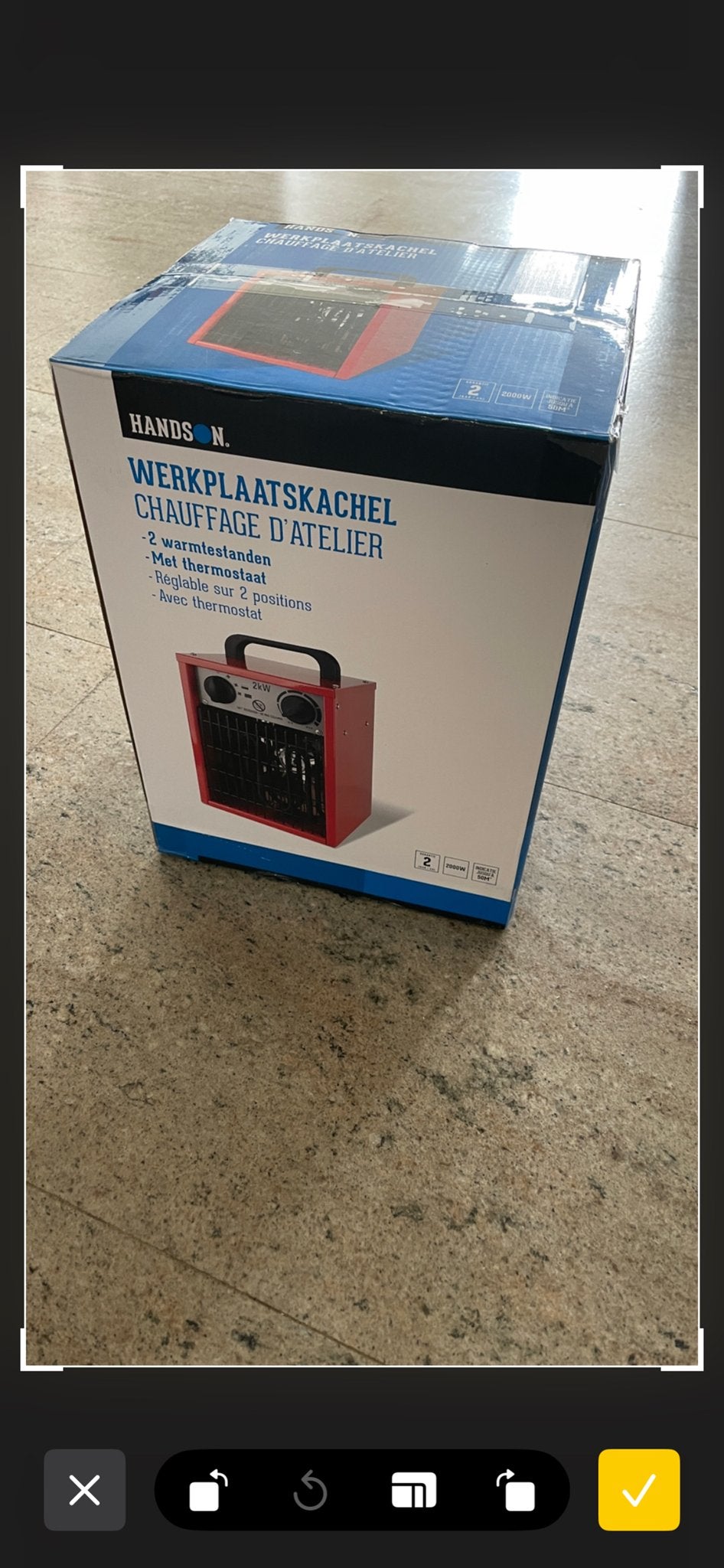 Electric workshop heater - 2000 Watt, Ophalen, 30 tot 80 cm, Minder dan 60 cm, 800 watt of meer