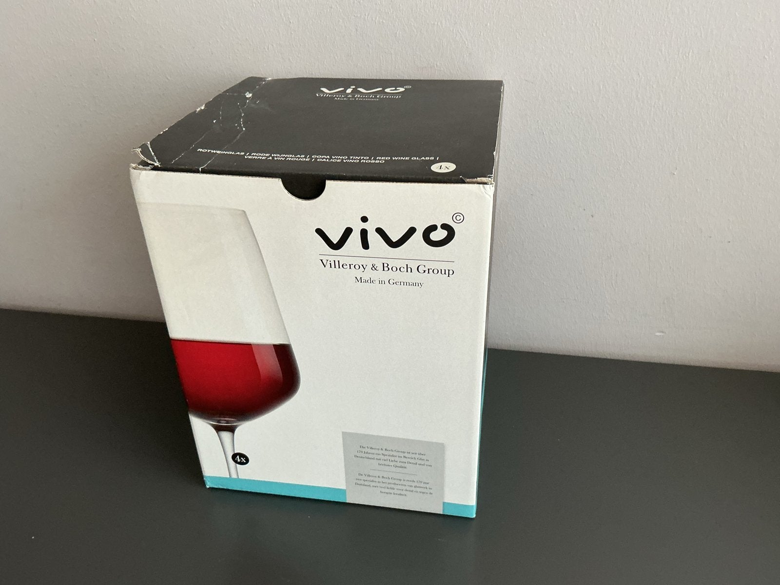 Vivo Villeroy & Boch rode wijnglazen 4x rood albert heijn, Nieuw, Ophalen of Verzenden, Overige merken, Glas