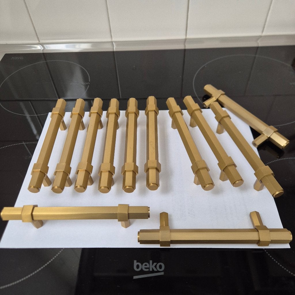 12 Keukengreepjes / kastgreepjes 15cm champagne / goudkleur, Huis en Inrichting, Keuken | Keukenelementen, Minder dan 50 cm, Ophalen of Verzenden