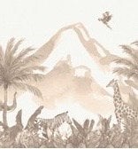 Wanddecoratie met jungle thema en dieren, Overige merken, Beige, Ophalen of Verzenden, Fotobehang