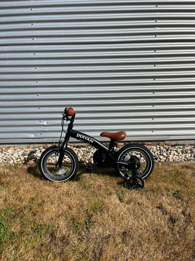 DERYAN 3-in-1 Kinderfiets 12 inch – Zwart, Loopfiets, Deryan, Team@deryan.com, Ophalen of Verzenden
