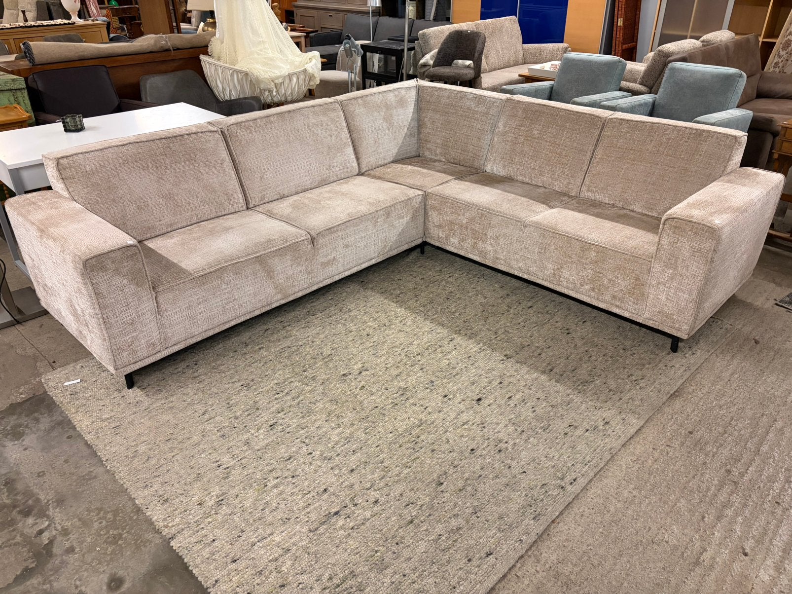 Nieuw - stoffen beige hoekbank, Ophalen, ., Nieuw, .