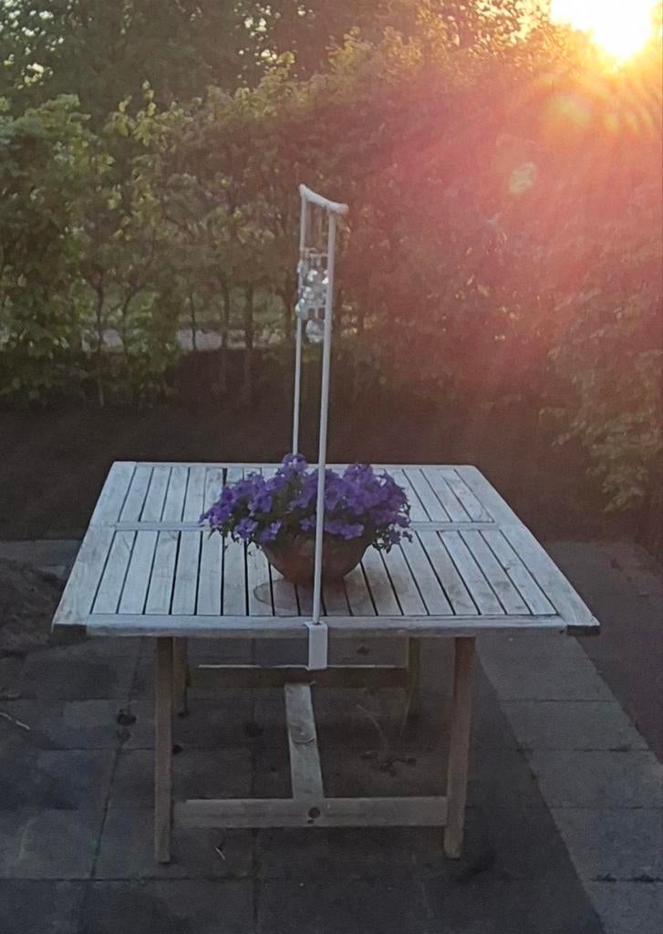 Uitschuifbare tuintafel van hout (exclusief stoelen), Tuin en Terras, Ophalen of Verzenden, Gebruikt, Rechthoekig, Hout