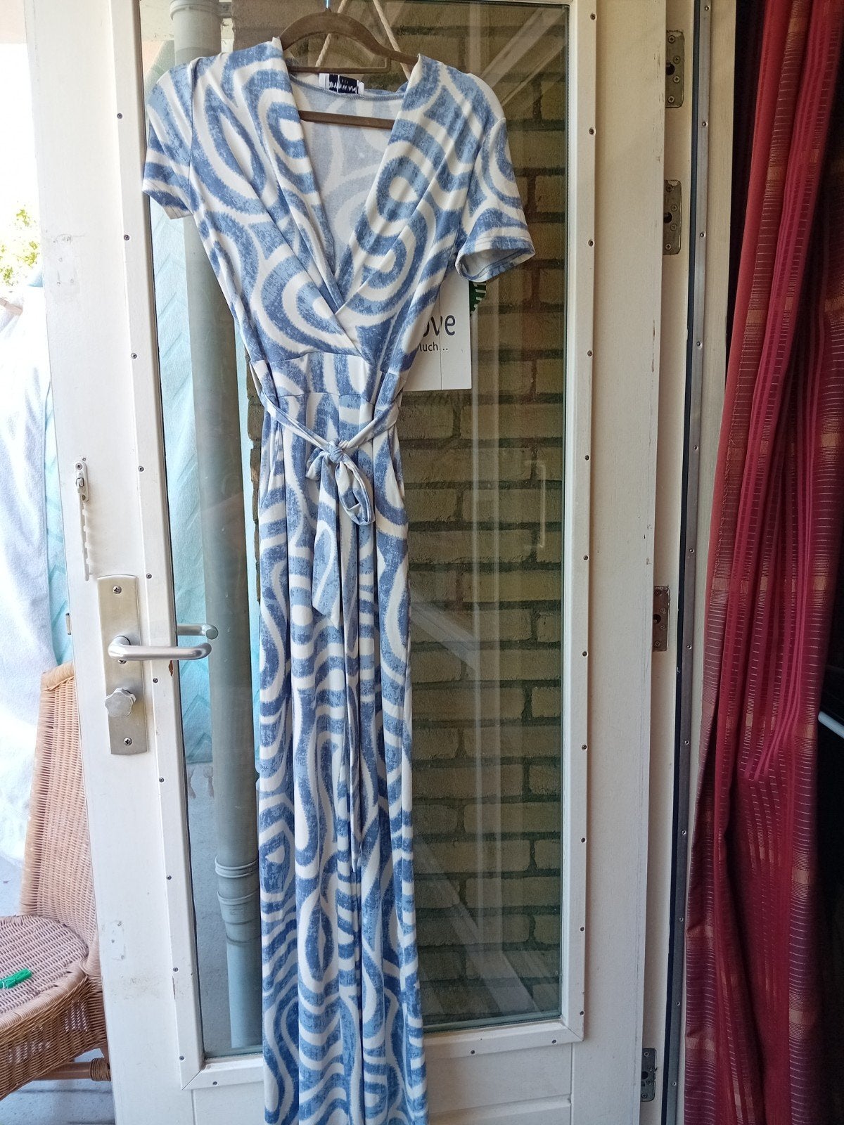 By Swan Paris Maxi Jump-suit met Abstracte Print, Ophalen, Blauw, Zo goed als nieuw, By Swan Paris