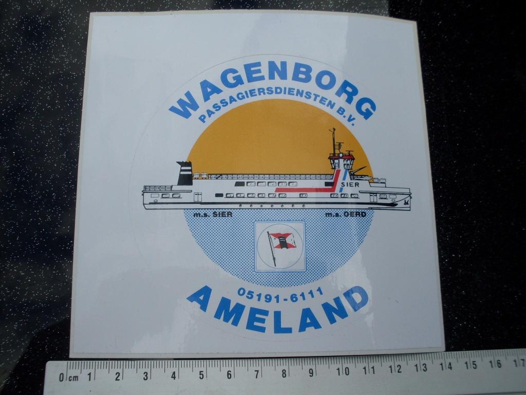 sticker wagenborg ameland m.s. sier oerd passagiersdiensten, Verzamelen, Verzenden, Zo goed als nieuw, Bedrijf of Vereniging