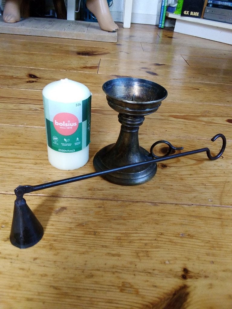 Bronzen kandelaar, GRATIS dover en kaars!, Ophalen of Verzenden, Koper of Brons
