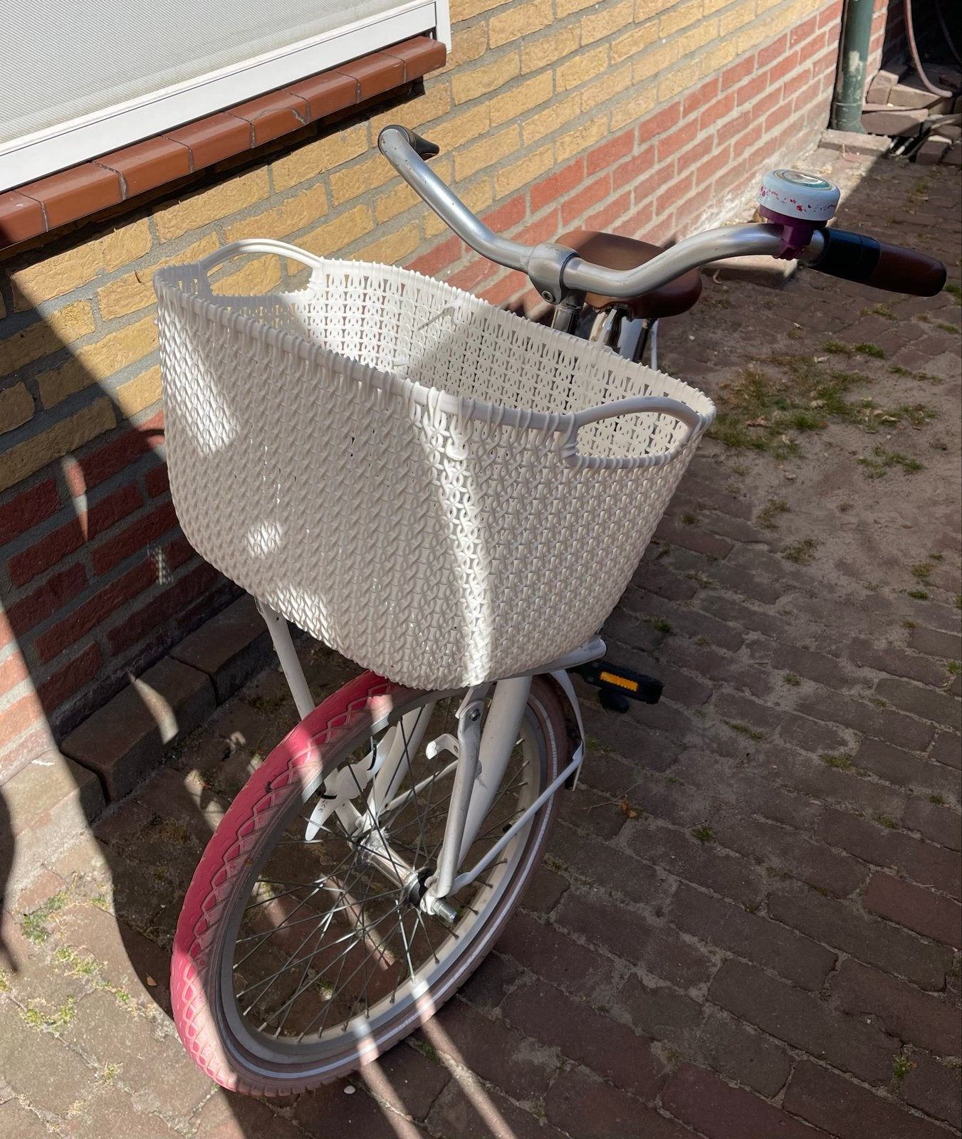 Golden Lion kinderfiets wit met mandje, Ophalen, Terugtraprem, Gebruikt, Handrem