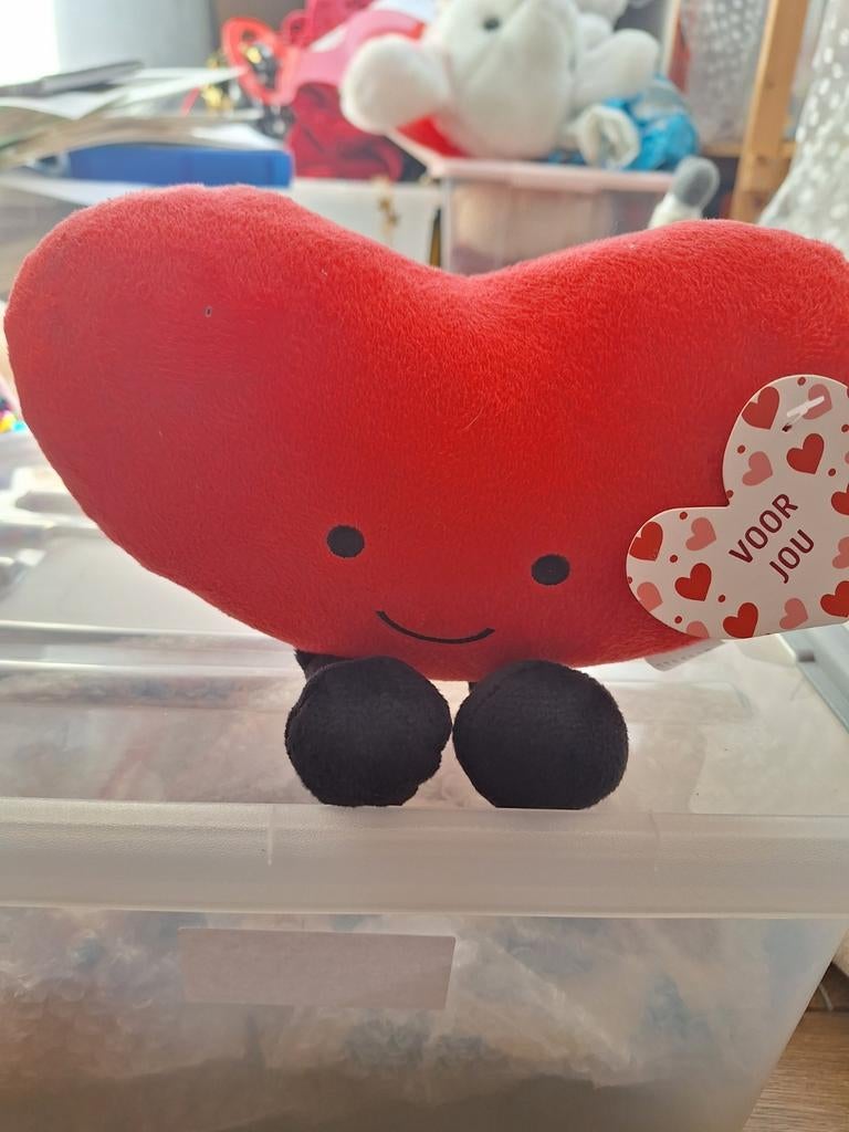 Rood hart knuffel met gezichtje, Ophalen of Verzenden, Overige typen