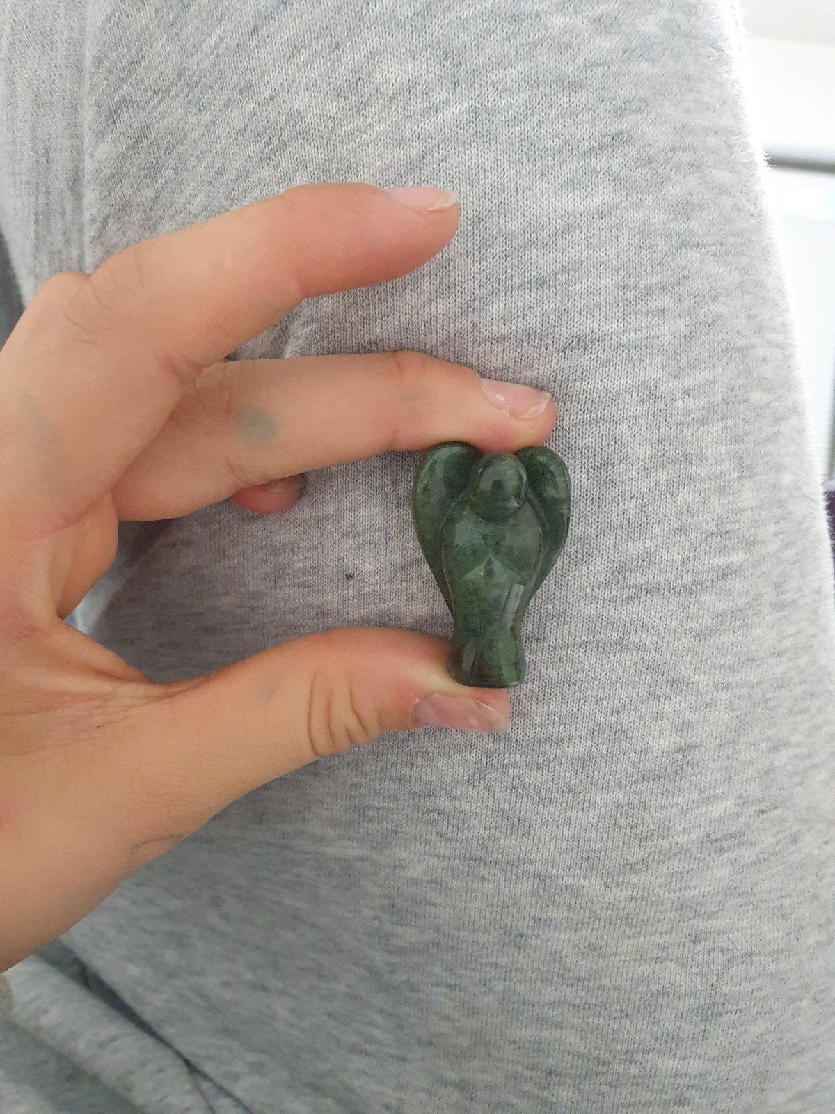 Groen stenen engeltje - decoratie of geluksbrenger, Ophalen of Verzenden, Zo goed als nieuw, Groen, Steen/keramiek