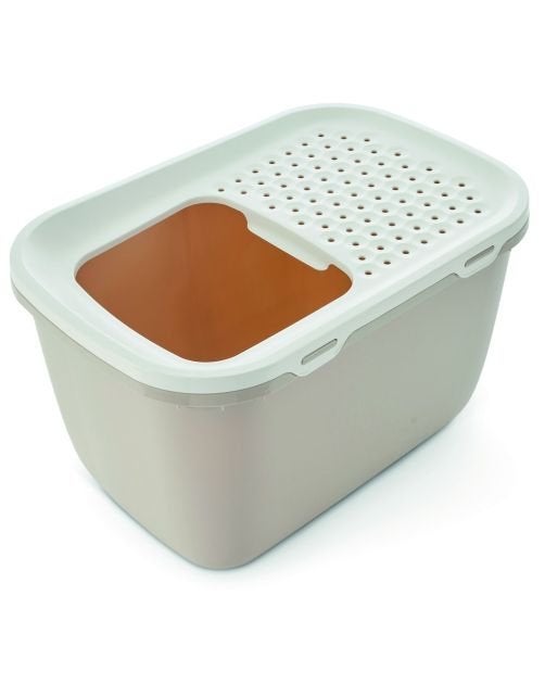 Hop-In Kattenbak - 74x49,7x43 cm beige&Wit., Ophalen, Zo goed als nieuw, Open