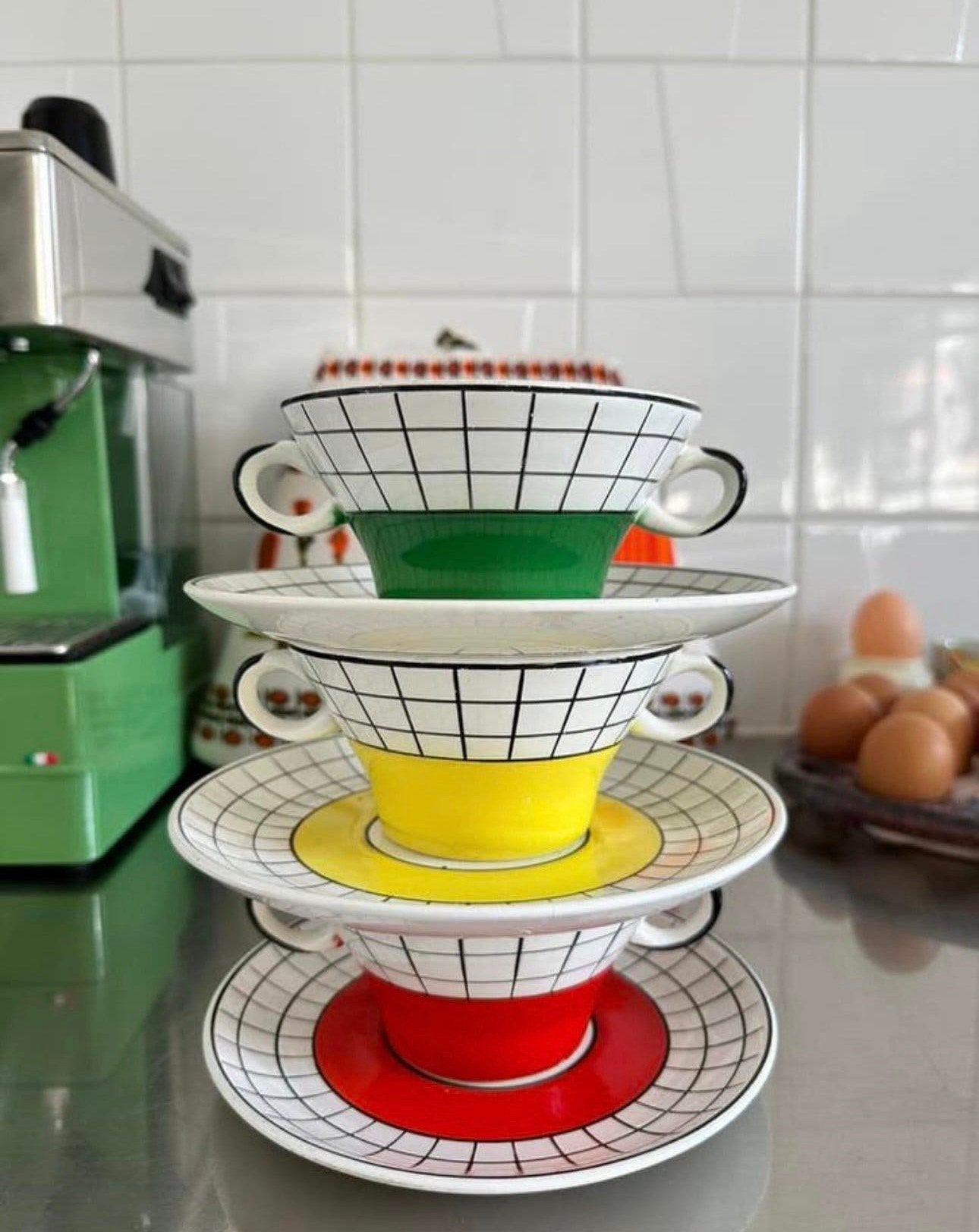 Granit Hungary Soepkommen met Schotel Vintage set van 3, Antiek en Kunst, Ophalen of Verzenden