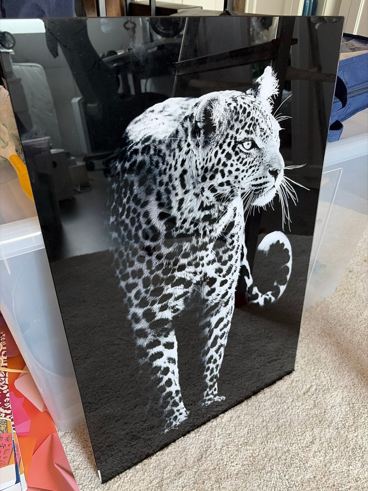 Prachtige luipaard print op glas, Huis en Inrichting, Ophalen, 75 – 100, 50 tot 75 cm, Print