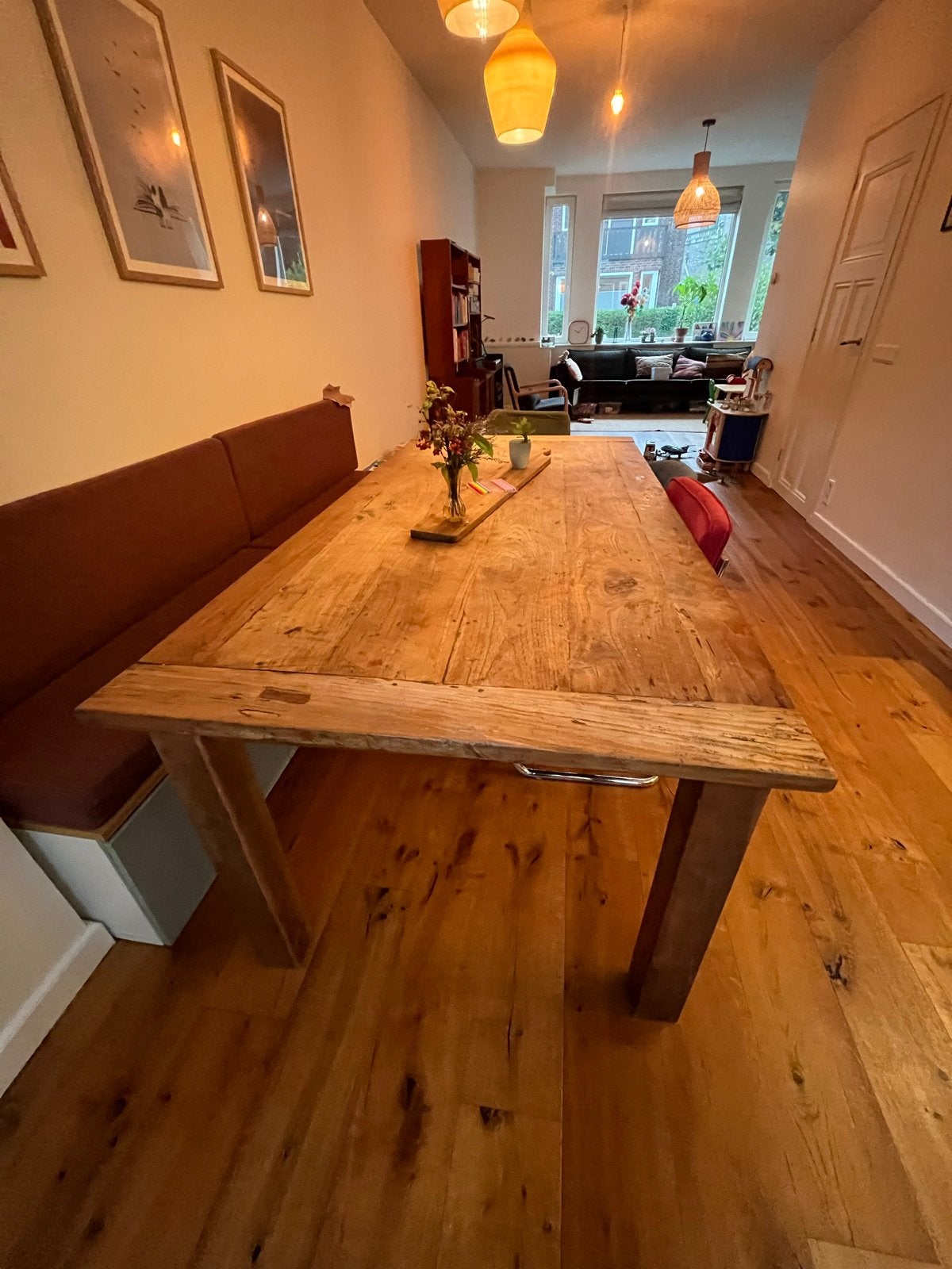Teakhouten eettafel 200x100 cm - Robuust en geliefd, Ophalen, Gebruikt, 100 tot 150 cm, Teakhout