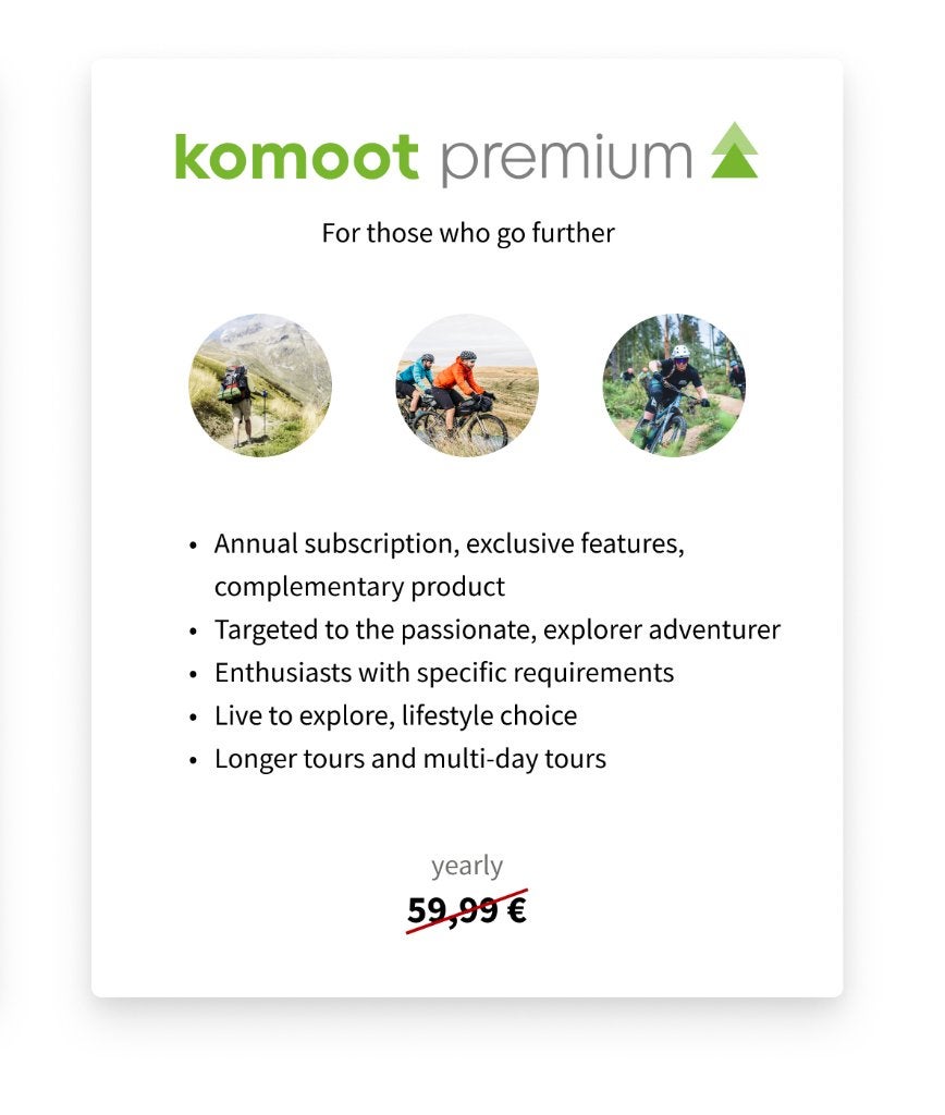 VOUCHER KOMOOT PREMIUM 3 maanden, Eén persoon, Cadeaubon, Overige typen