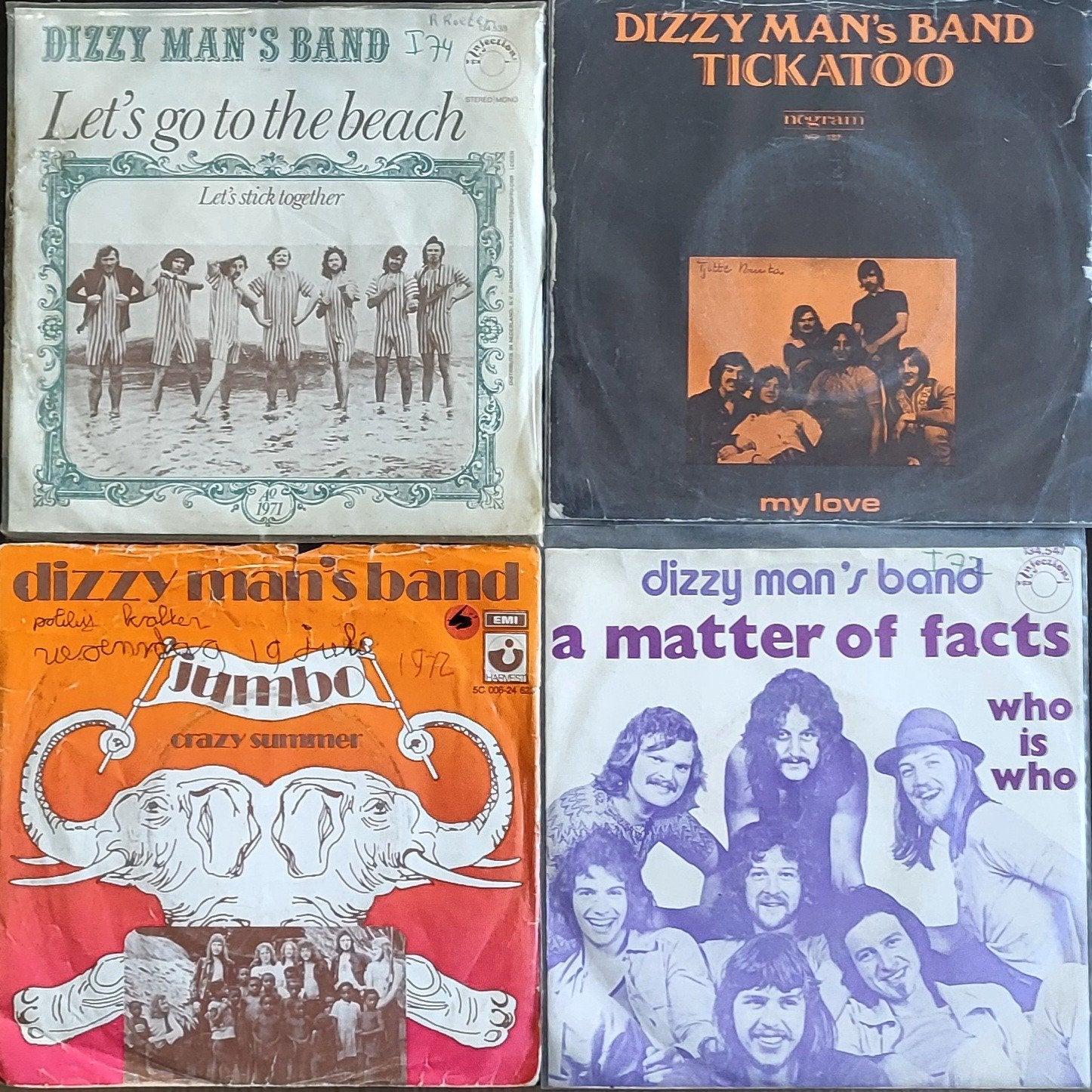 Dizzy Man's Band - 4x Vinyl Singles (Pop, 1971-1972), Cd's en Dvd's, Vinyl Singles, Gebruikt, Pop, EP, 7 inch, Ophalen of Verzenden
