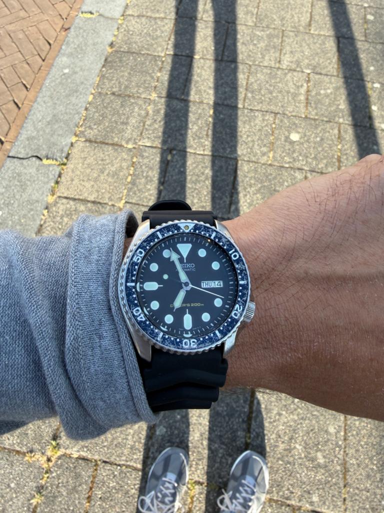 Seiko SKX007k Automatic Diver – Vintage – Extra band & bezel, Ophalen of Verzenden, Gebruikt, Staal, Seiko