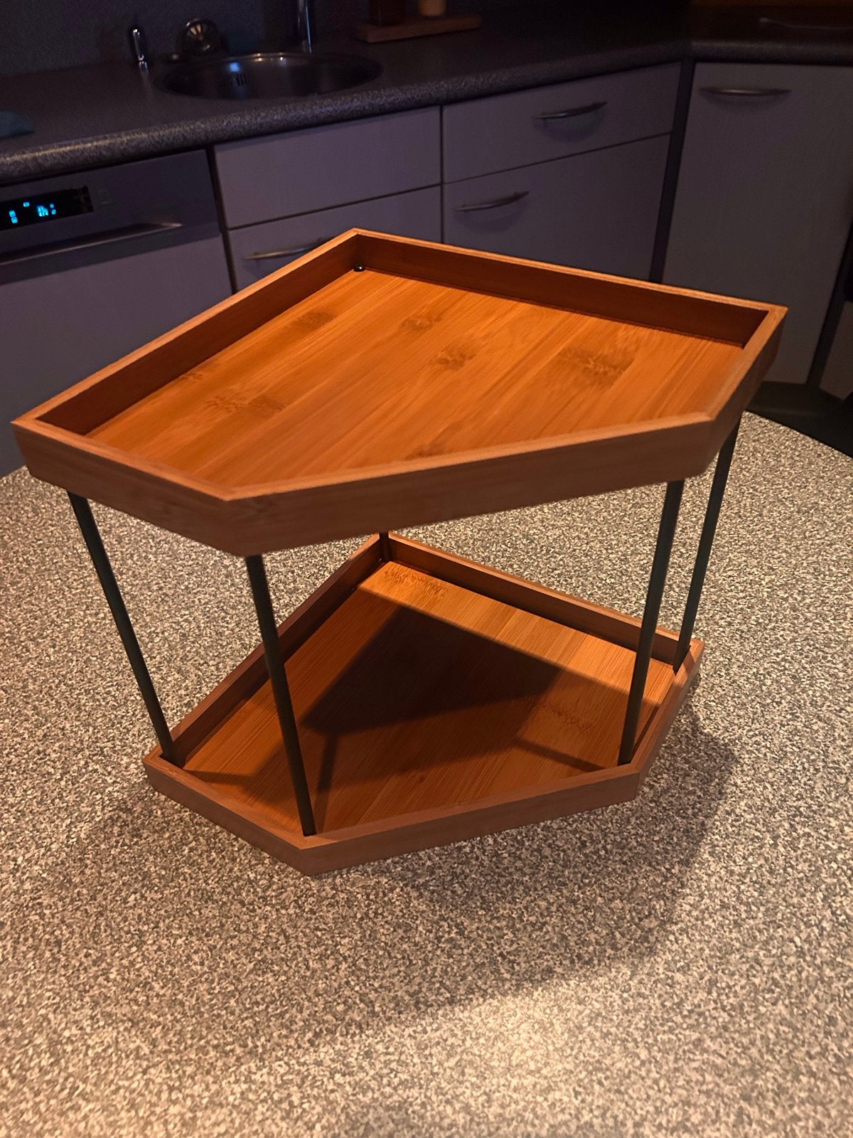 Bamboe hoekrekje - 2 laags, Ophalen, Hout, Zo goed als nieuw, Modern