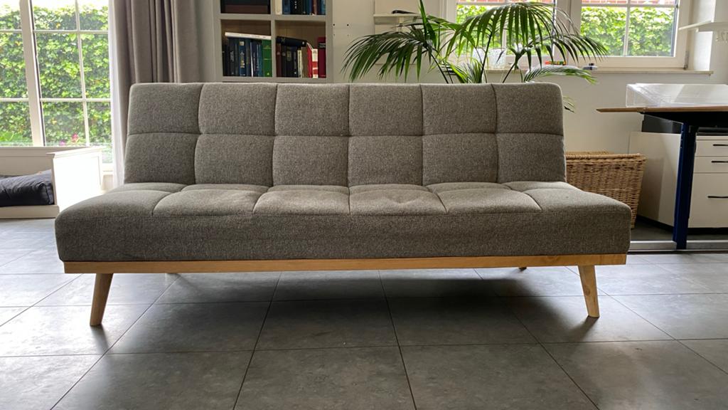 Moderne slaapbank / futon - Grijs, Ophalen, Gebruikt, Tweepersoons, Overige maten