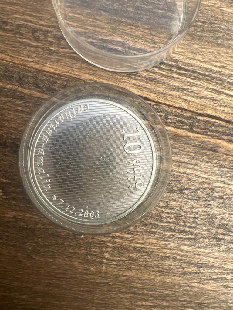Zilveren 10 euro munt Amalia 7-12-2003 uit 2004, Koningin Beatrix, Zilver, Euro's, Ophalen of Verzenden