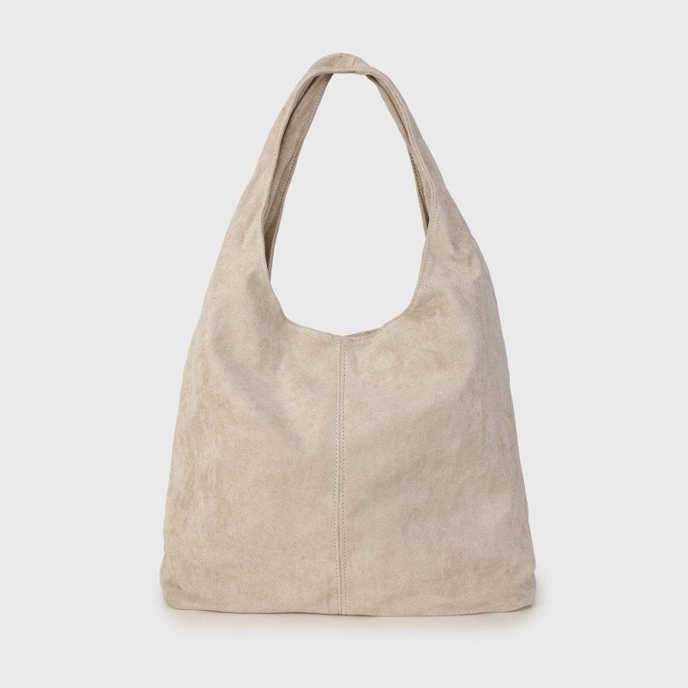 Beige suède look schoudertas - PU leer, Ophalen of Verzenden, Nieuw, Beige, Schoudertasje