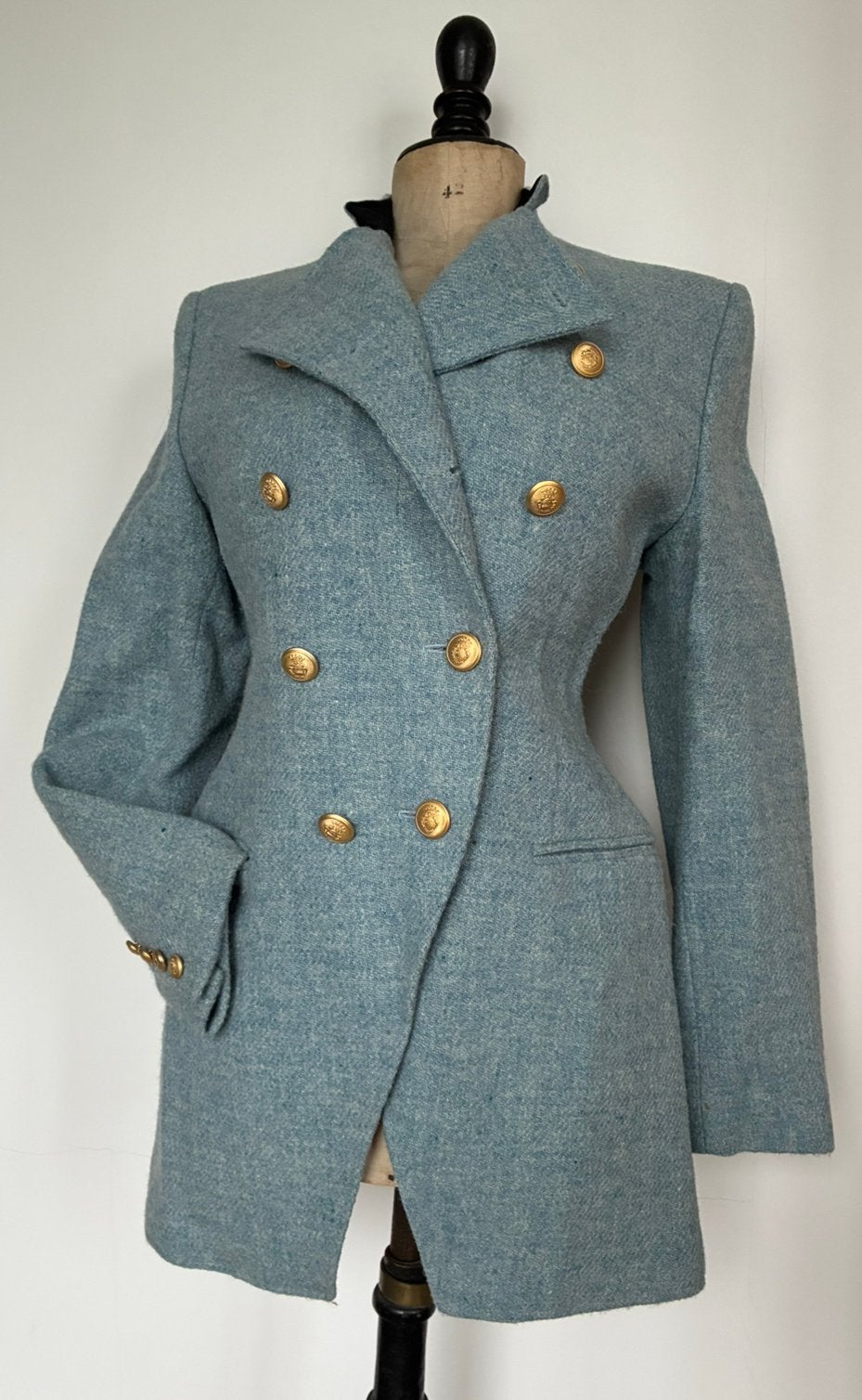 😍PAUW 100% WOLLEN Harris Tweed mantel grijsblauw wol blazer, Kleding | Dames, Ophalen of Verzenden, Zo goed als nieuw, Maat 38/40 (M)