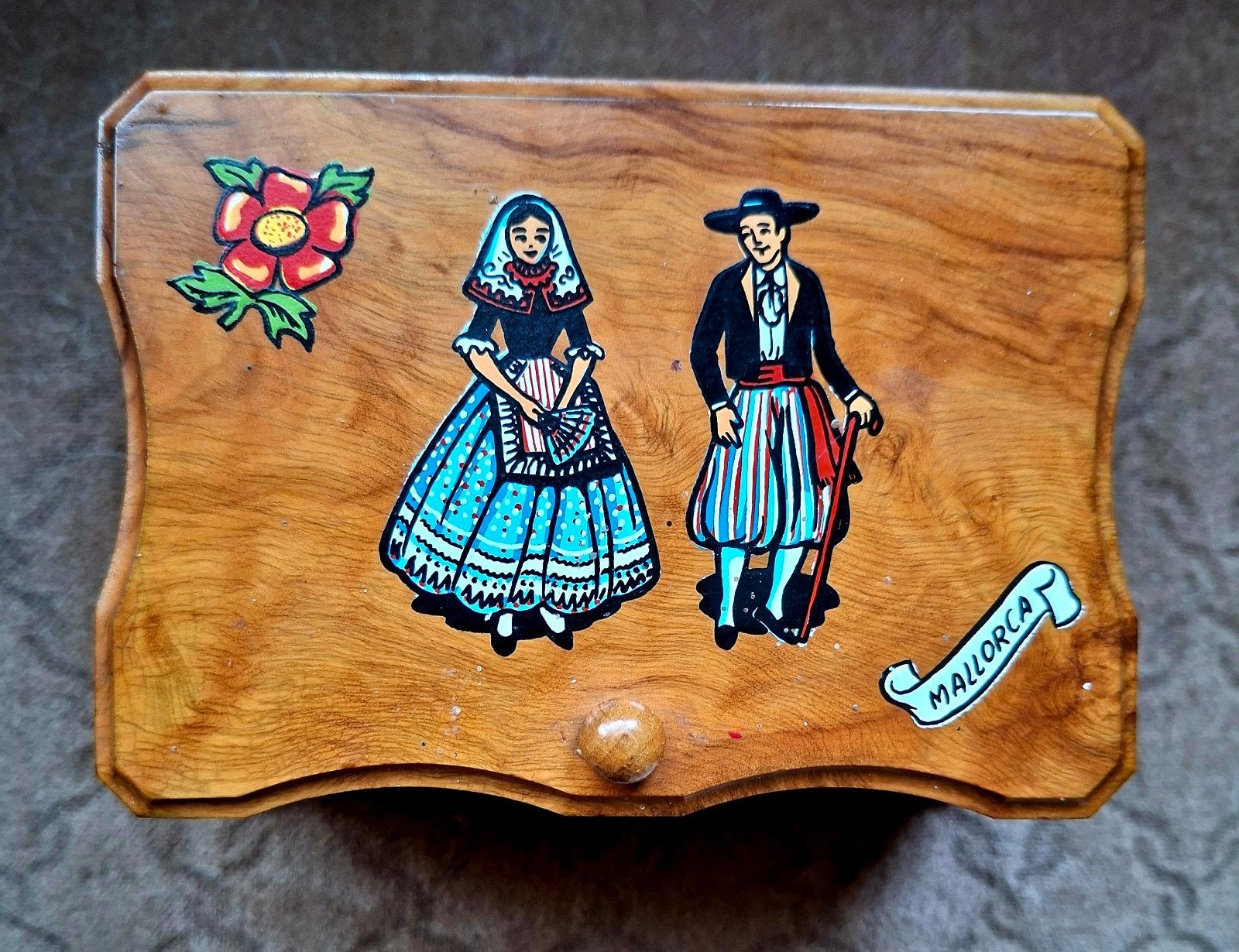 Vintage houten muziekdoosje Mallorca - Viva España, Ophalen
