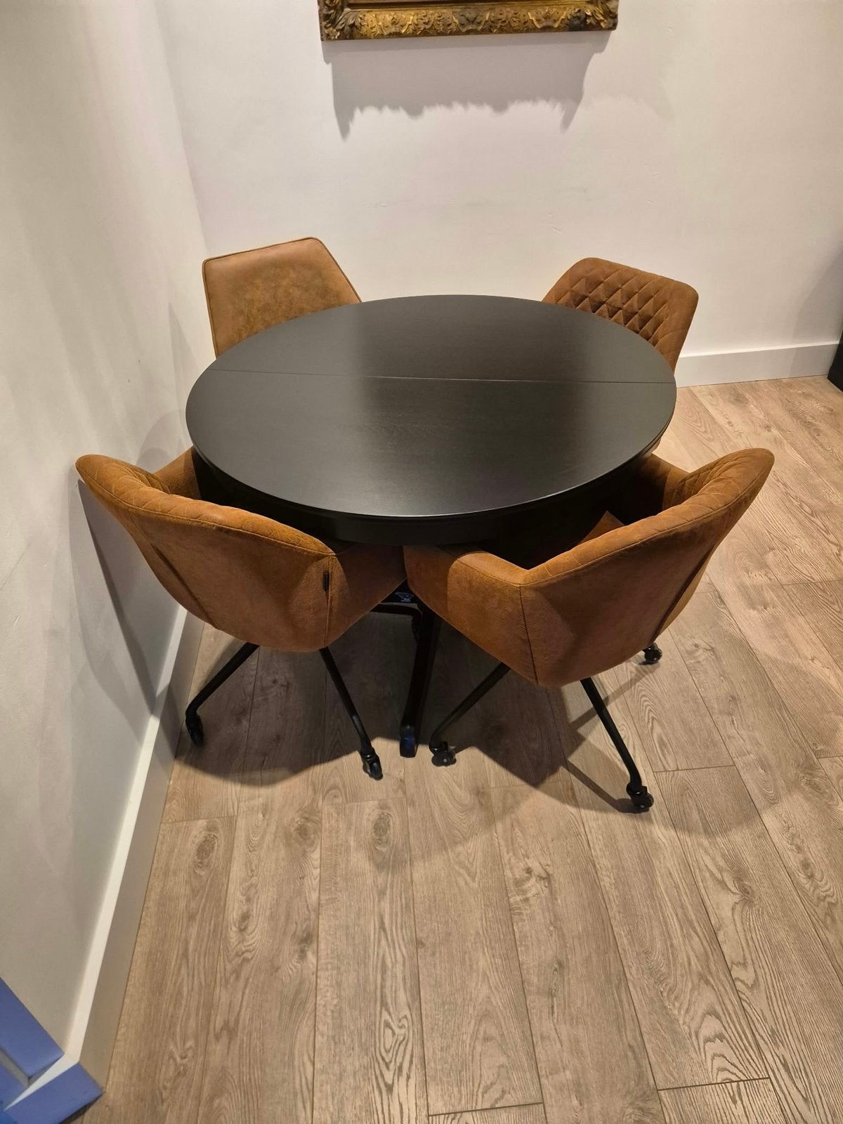 IKEA INGATORP uitschuifbare eettafel zwart, Ophalen, Gebruikt, 100 tot 150 cm, Rond