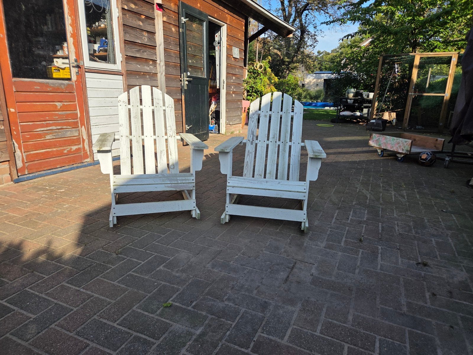Relax schommel tuinstoeltjes, Tuin en Terras, Ophalen of Verzenden, Gebruikt, Hout