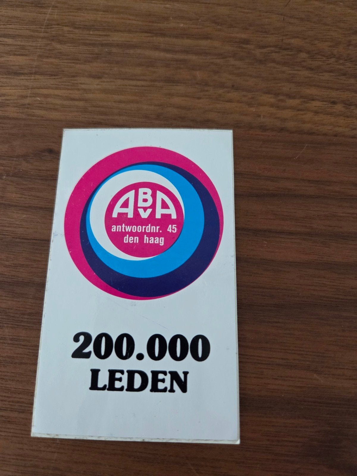 8396 Vintage ABA Sticker - 200.000 Leden Den Haag, Ophalen of Verzenden, Zo goed als nieuw
