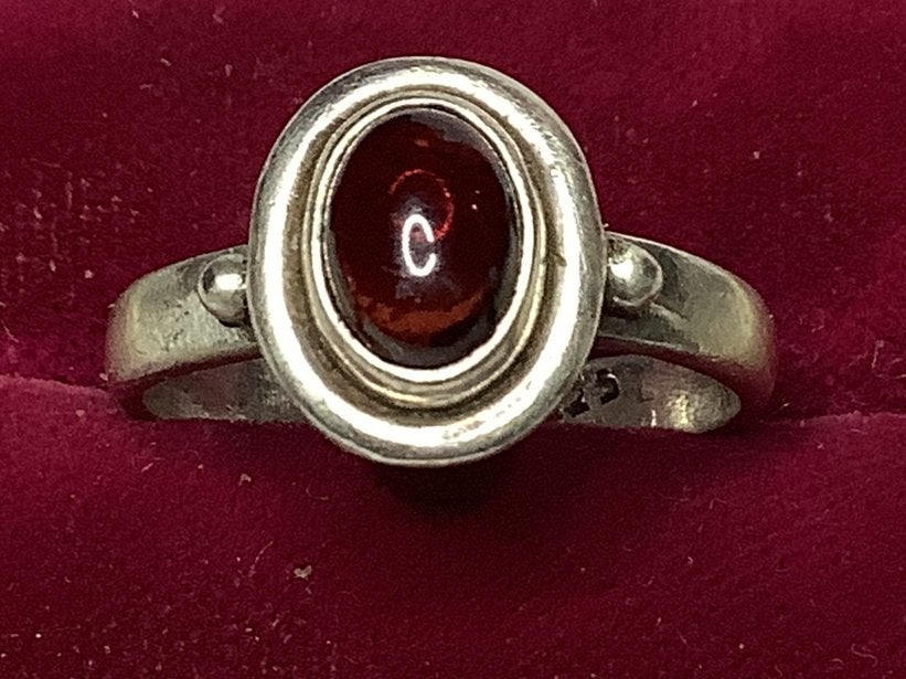 PRACHTIGE MASSIEVE ZILVEREN RING MET GRANAAT EDELSTEEN, Verzenden, Zilver, Ring, Met edelsteen